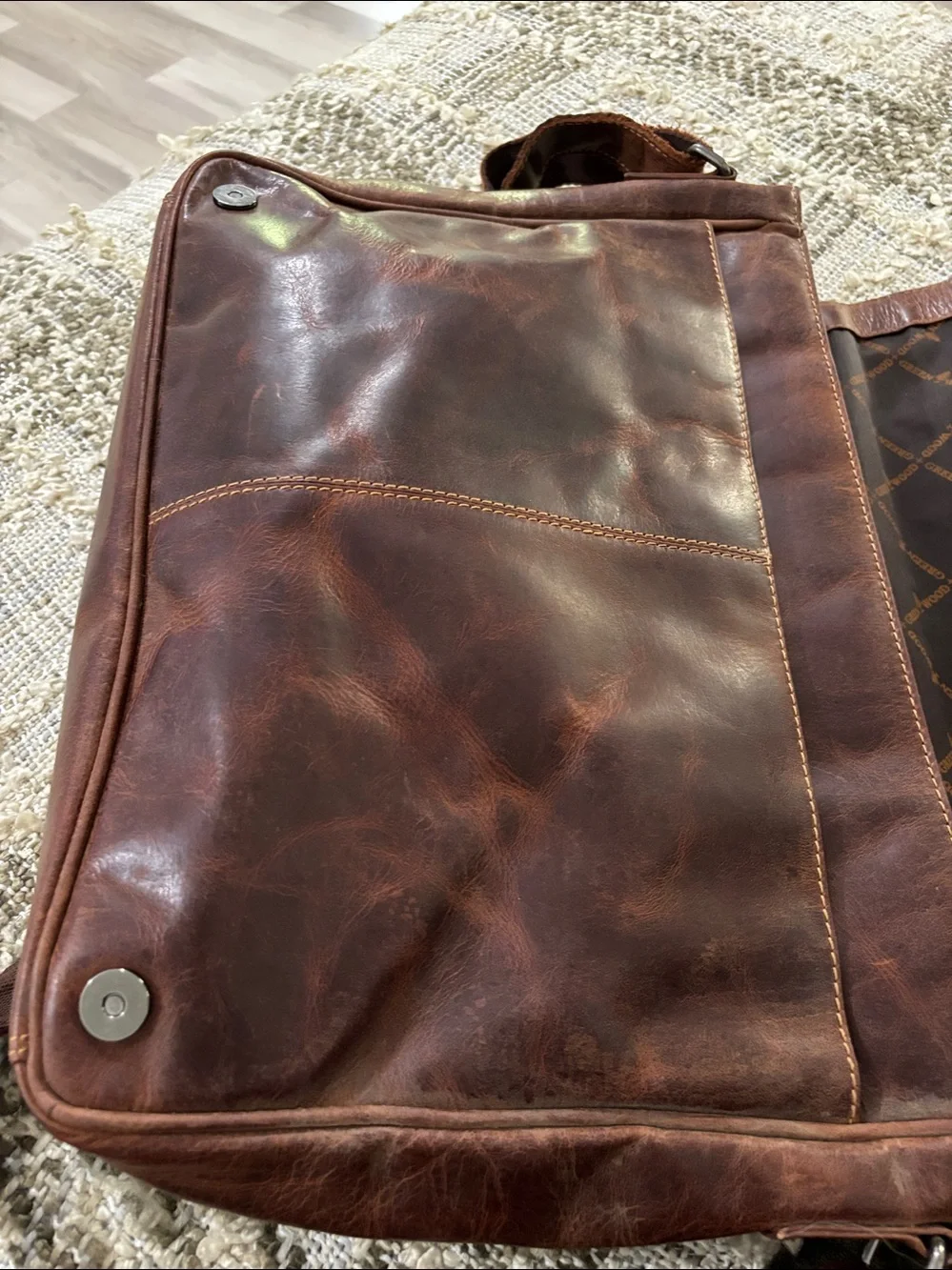 Green Wood Australia Brown Leather Messenger Classic Men’s Crossbody Bag
